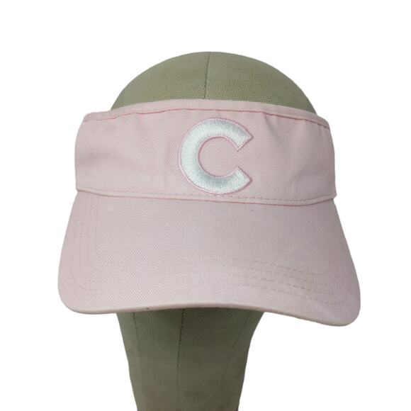 American Needle Strapback Sun Visor Hat Embroidered C Logo Pink - Picture 1 of 11